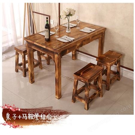 厂家定制实木快餐桌椅 实木餐桌餐椅 快餐店桌椅组合 青岛万千家具