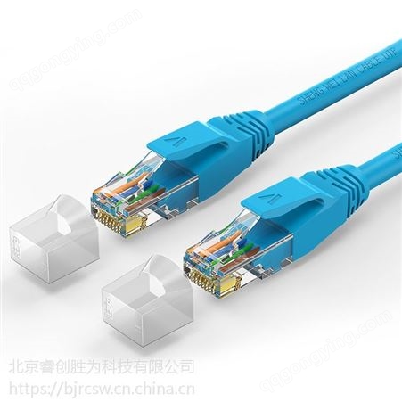 胜为厂家六类千兆网络纯铜线 蓝色电脑宽带非屏蔽八芯成品跳线 1米