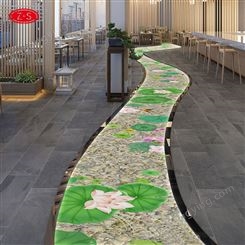 餐厅餐饮店地面荷花全息投影 异型通道户外互动投影货源