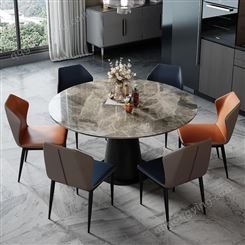 鼎富多功能岩板餐桌家具旋转伸缩圆桌两用饭桌DF-285