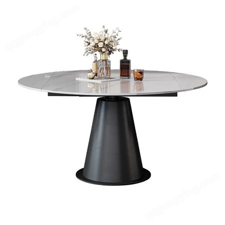岩板餐桌 现代简约新款折叠餐桌 折叠圆桌餐桌方圆两用 