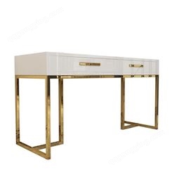 鼎富DF104书桌椅书房样板房轻奢不锈钢镀金书桌组合