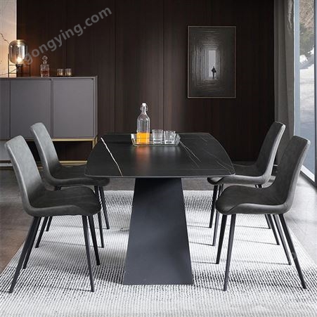 岩板餐桌 现代简约餐桌椅组合 佛山家具源头供应厂家