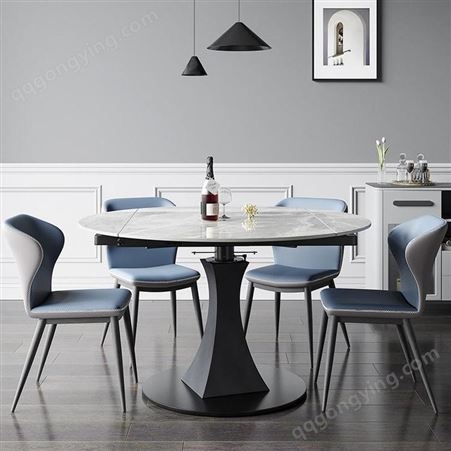 鼎富现代简约岩板餐桌 小户型轻奢岩板餐桌用可伸缩餐桌DF-618