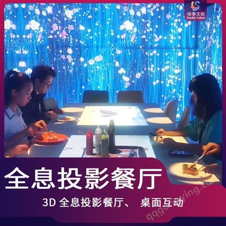 3D全息投影餐厅桌面裸眼5D软件融合数字光影宴会全景包间