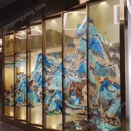 广西艺术玻璃屏风隔断安装