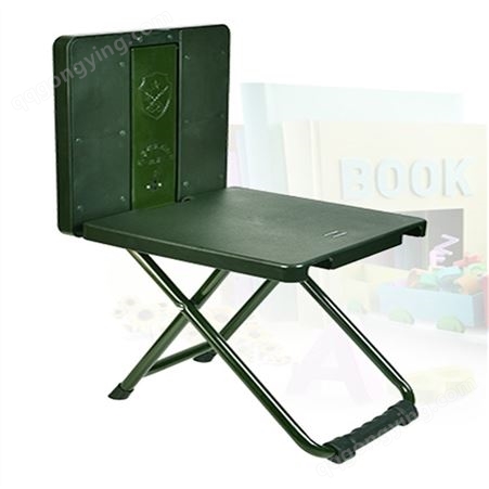 户外吹塑便携写字椅 野营餐桌指挥作业桌椅子 军绿色多功能折叠椅