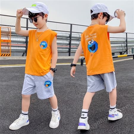 男童短袖套装夏装2022新款洋气男孩运动装儿童两件套