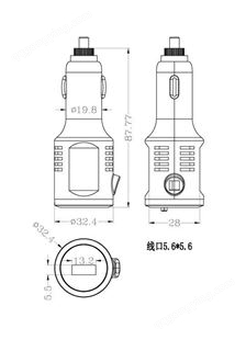 开关USB口充电器外壳 线口带灯孔车充外壳 耐高温PD外壳 产品