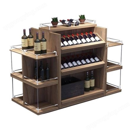 钢木斜层板可调节红酒柜