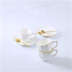 英式时尚咖啡杯碟 欧式金边骨瓷咖啡杯碟 创意陶瓷咖啡杯套装