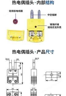 KPS-K型热电偶插头插座连接器三脚插头公母接头三针插件黄色插头