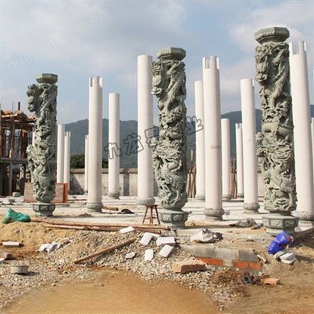 祠堂寺庙石雕石龙柱,大型龙柱定制