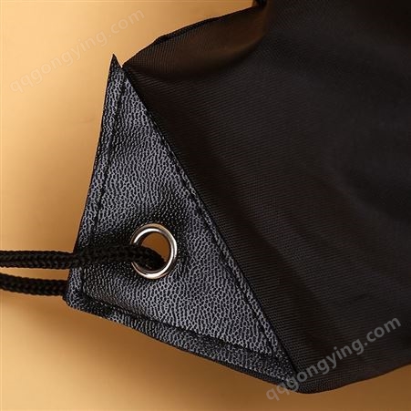专业定制帆布抽绳束口袋 手提涤纶折叠袋 黑色束口双肩背包购物袋