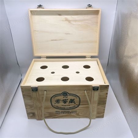 实木定制五斤坛装白酒礼盒六瓶装窖藏酒木包装盒