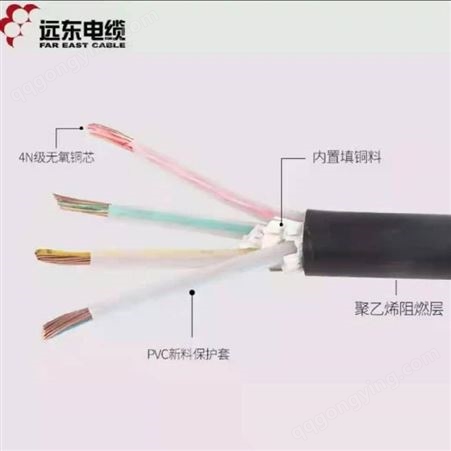 远东电缆 铜芯低压阻燃电力电缆YJV 4*10+1