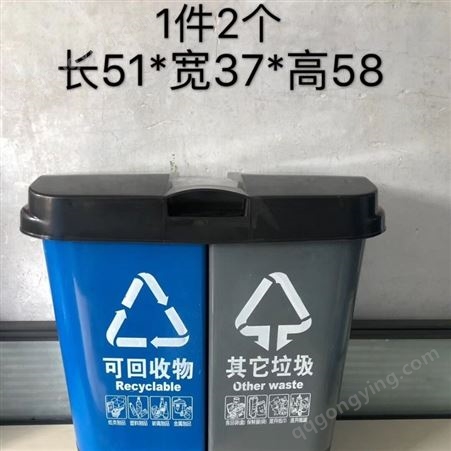 /60L环卫垃圾桶/脚踏分类垃圾桶/分类垃圾桶/干湿分离垃圾桶/双胞胎垃圾桶/