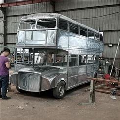 山东辰创 一比一复古双层巴士车定做 婚纱摄影道具 欧式风格公交车模型