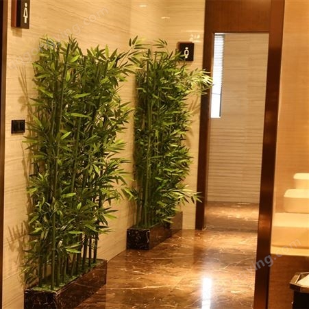 仿真竹子假塑料室内装饰绿叶子酒店装饰室外隔断摆设屏风仿真植物