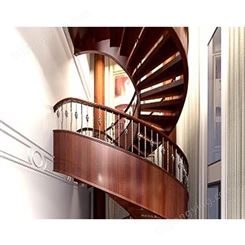 佛山纯实木楼梯 森雕木业复式阁楼别墅红橡整梯 可定制 旋转楼梯