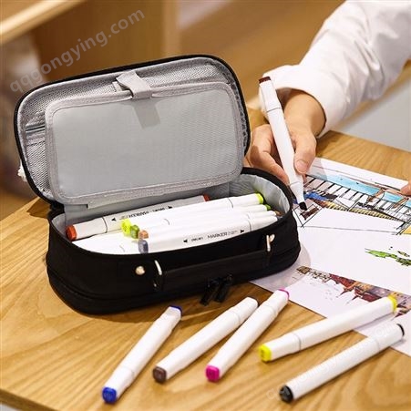 厂家专业定制韩版大容量多功能笔袋帆布文具急救包简约文艺铅笔盒