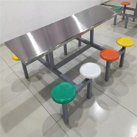 兰州科阳餐桌椅学校食堂不锈钢餐桌椅201或301 工厂8人位折叠餐桌椅