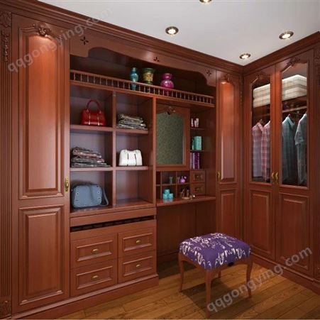 森雕中式衣柜家用卧室实木简易原木门经济型大衣柜储物柜