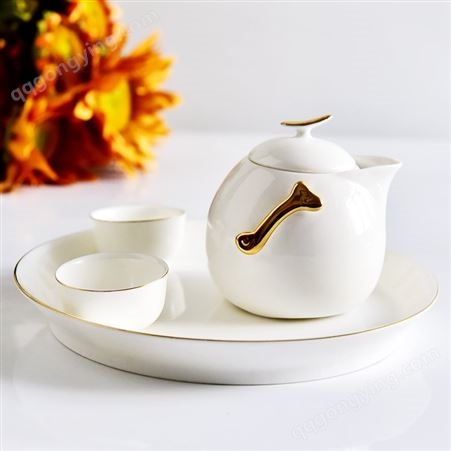 陶瓷茶壶 描金中式家用功夫茶具 盖碗过滤主人杯单品点金