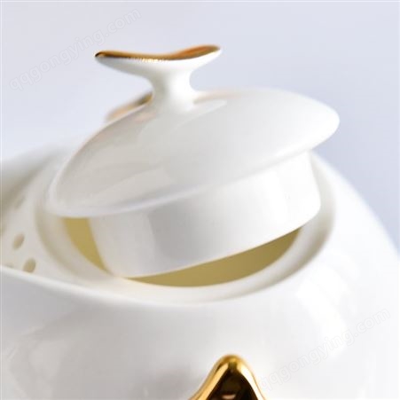 陶瓷茶壶 描金中式家用功夫茶具 盖碗过滤主人杯单品点金
