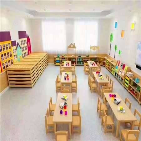 儿童家具厂家  幼儿园实木学习课桌椅 现货定制课桌椅