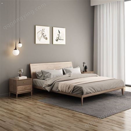 床 现代简约创意高靠背床卧室全屋定制乔图工厂定制意式美观双人床 实木床