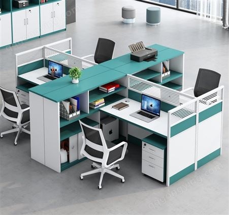职员屏风办公桌 简约电脑桌椅组合隔断四人位财务桌工位 办公家具JY-WQ-084