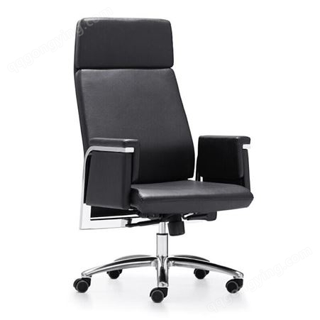 南京伟通老板椅经理椅会议椅员工椅 职员办公转椅可躺皮椅电脑椅 黑色 高背带转 西皮
