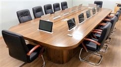 办公家具智能会议大型实木油漆长桌无纸化会议桌系统升降屏显示器JY-HJ-037