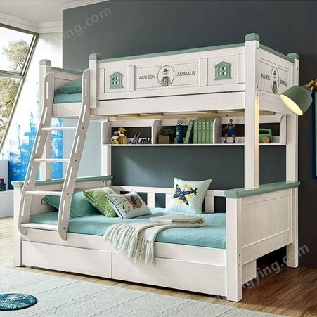 新枫格家用卧室上下床1.2米实木子母床儿童双层床