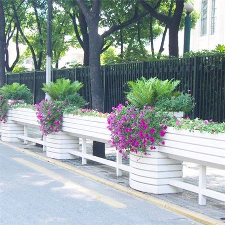 马路pvc花箱护栏 市政花坛造型景观种植花盆花槽提供安装