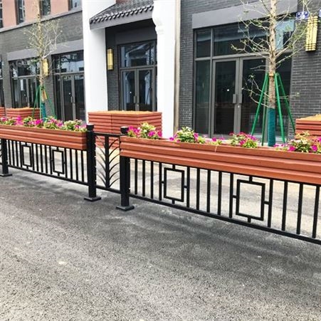 城市道路pvc花箱护栏 市政装饰隔离防撞栏杆花槽栅栏可定制