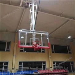 升降篮球架 室内可升降折叠篮球架 鸿福 电动遥控折叠升降吊挂式篮球架 来图供应